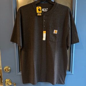 Carhartt Men's Dark Gray Short Sleeve Henley NWT